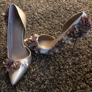 Charles David Satin Fabric Floral Heels